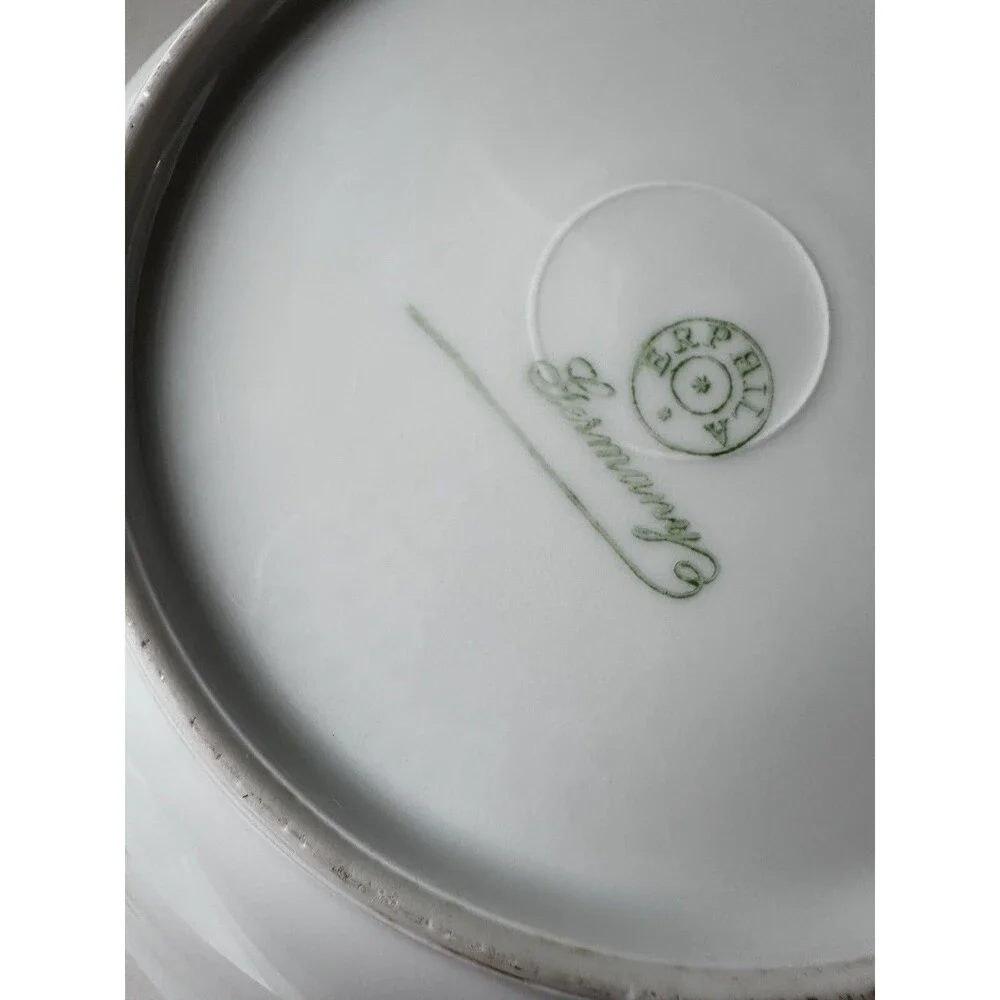 Vintage Floral Porcelain Serving Bowl Pheasants Scalloped Edge Made in Germany